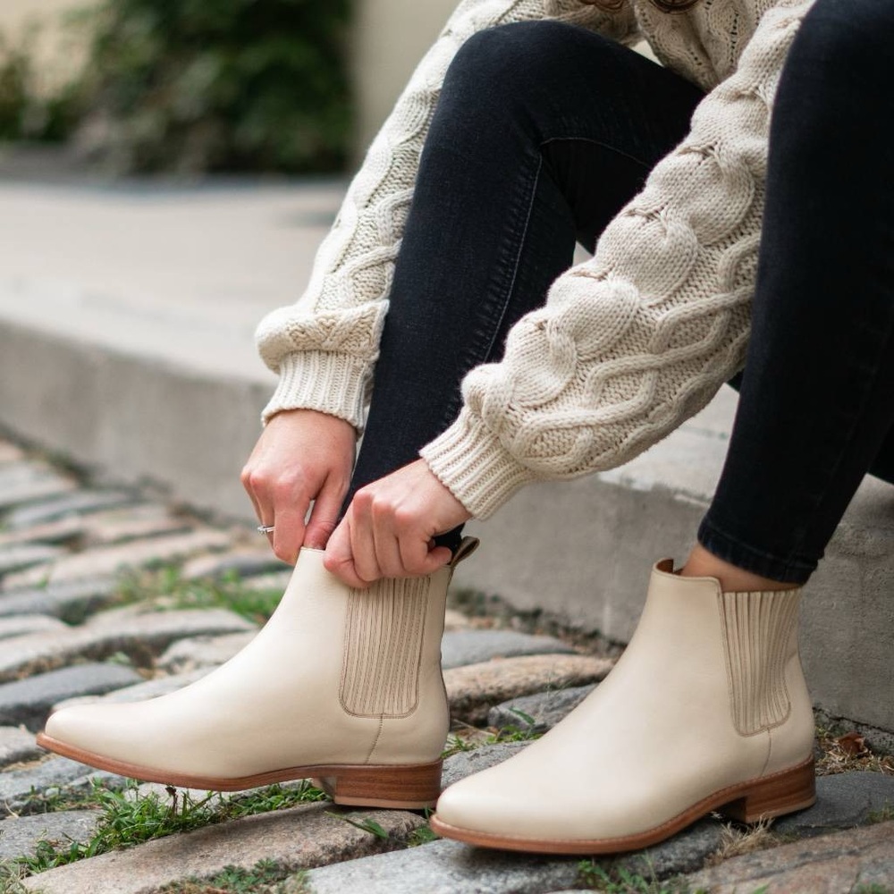 Thursday Boot Company Cream Chelsea Ankle Boots